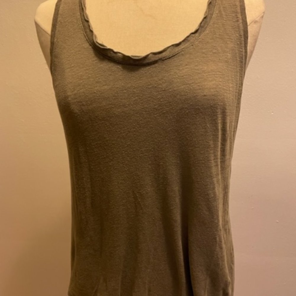 Acquaverde French casual collection distressed linen jersey tank